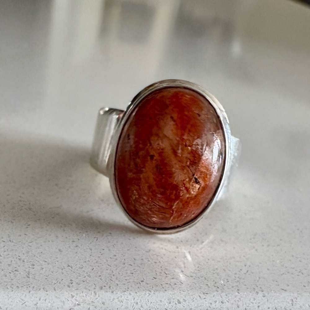 Silver & Natural Sunstone Ring